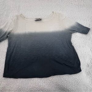 Anthropologie Cream and Blue Ombre Short Sleeve Top